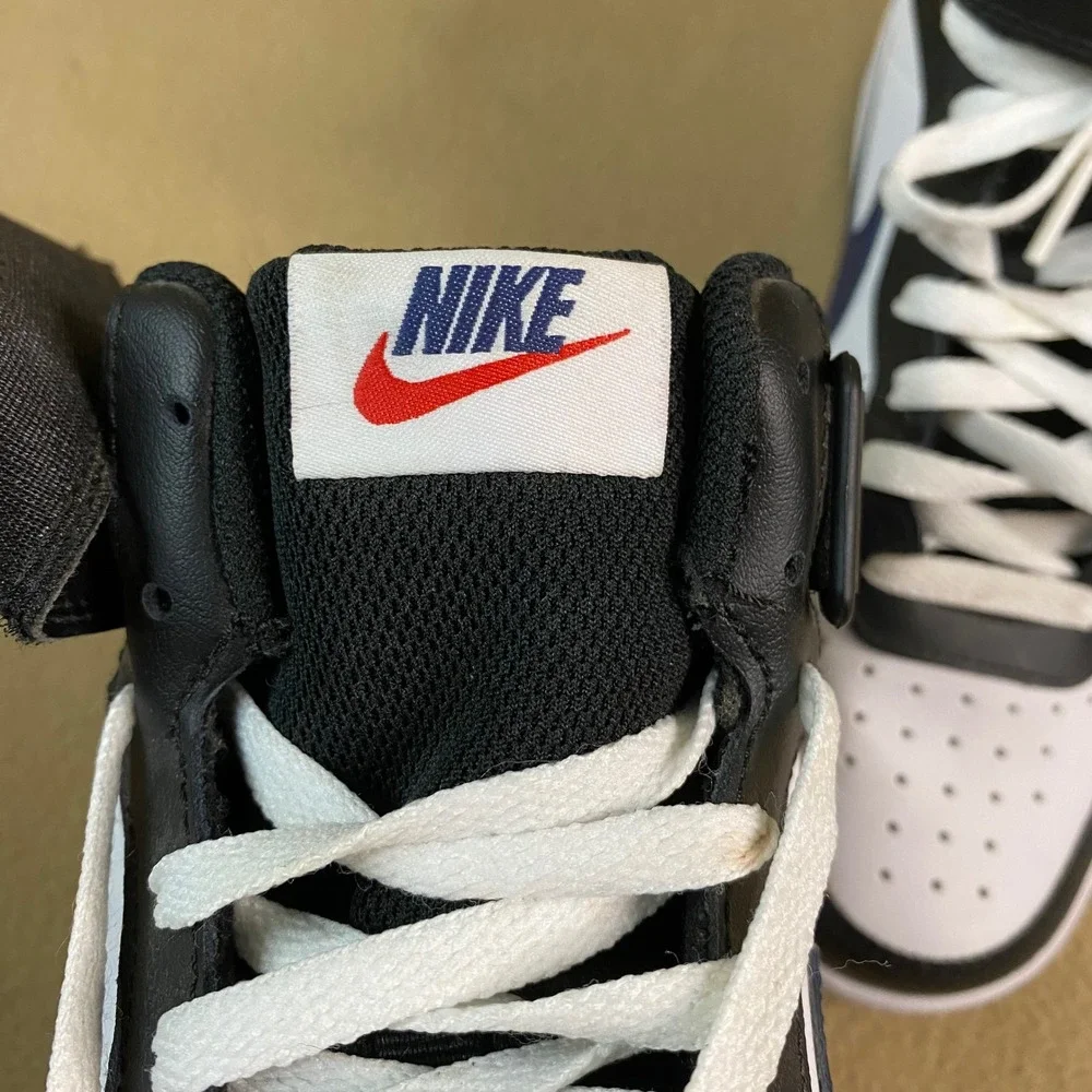 Nike Court Vision Mid Kids Sneakers Black White Red Blue Strap Casual Sz 7Y EUC‎